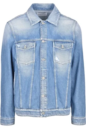 Dondup Jassen, Heren, Blauw, L, Denim, Denim jas met knoopsluiting