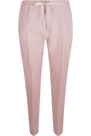 ELEVENTY Broeken, Dames, Roze, M, Linnen, Roze Linnen Broek Made in Italy