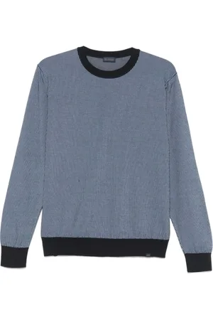 Paul & Shark Truien, Heren, Blauw, L, Blauwe Crew Neck Sweater Geribbeld