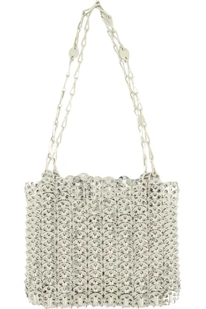 Paco rabanne Tassen, Dames, Grijs, ONE Size, Iconische 1969 Zilveren Schijf Tas