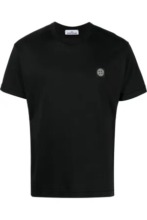 Stone Island Tops, Heren, Zwart, L, Katoen, Kompas Katoenen T-Shirt