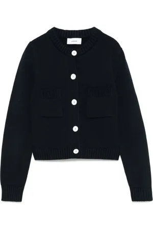 LARDINI Truien, Dames, Blauw, S, Blauwe Geribbelde Manchetten Korte Jas