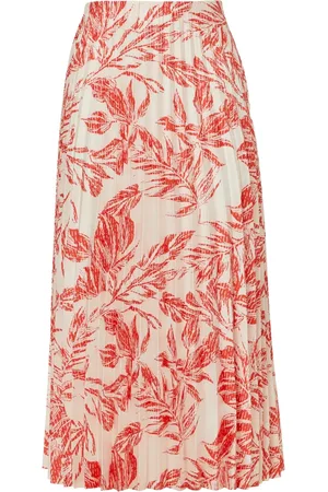 Comma, Rokken, Dames, Veelkleurig, 2Xl, Satijn, Modieuze Satijnen Rok met Plooien