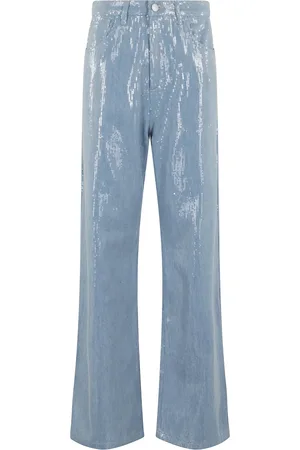 FEDERICA TOSI Jeans, Dames, Blauw, W25, Denim, Denim Pailletten Modieuze Stijlvolle Kleding