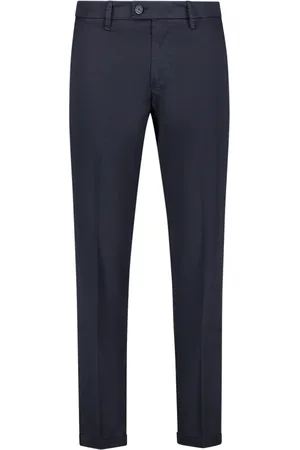 RE-HASH Broeken, Heren, Blauw, W33, Katoen, Heren Chino met Omgeslagen Zoom