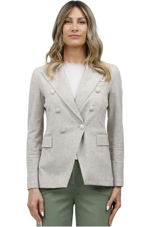 Circolo Jassen, Dames, Grijs, L, Canvas effect Balmain jas