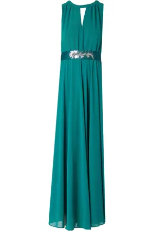 pennyblack Kleedjes, Dames, Groen, M, Polyester, Georgette Lange Jurk met Elastische Taille