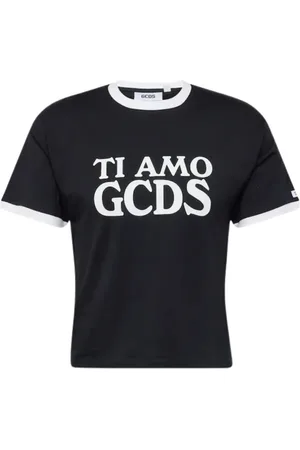 GCDS Tops, Dames, Zwart, XS, Katoen, Zwart T-shirt met korte mouwen Modern ontwerp
