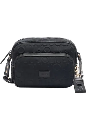 Liu Jo Tassen, Dames, Zwart, ONE Size, Zwarte schoudertas met geborduurd logo