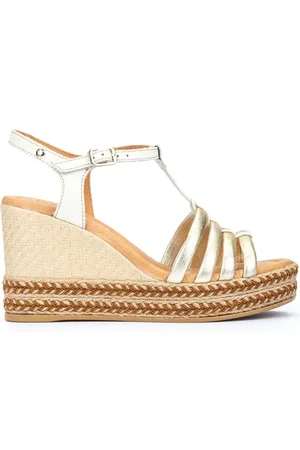 Pikolinos Schoenen, Dames, Geel, 35 EU, Gevlochten wig sandaal