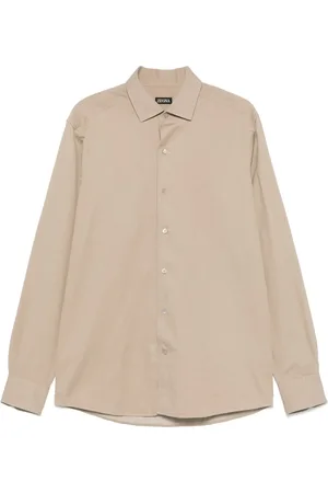 Ermenegildo Zegna Overhemden, Heren, , M, Katoen, Katoen Linnen Shirt Gemaakt in Italië