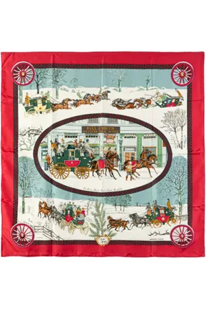 Hermès Pre-owned, Dames, Rood, ONE Size, Pre-owned Silk scarves