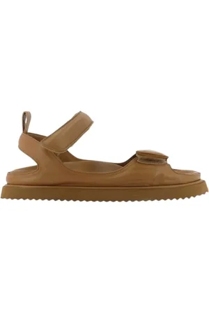 Elena Iachi Schoenen, Dames, Bruin, 40 EU, Leer, Leren sandalen met verstelbare bandjes
