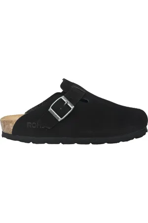 Rohde Schoenen, Dames, Zwart, 39 EU, Suède, Zwarte damesklomp sandalen
