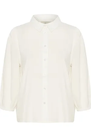 Kaffe Blouses & Shirts, Dames, Wit, S, Linnen, Krijt Kamilia Linnen Shirt