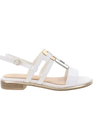 Marco Tozzi Schoenen, Dames, Wit, 36 EU, Leer, Dames Sandalen van Kunstleer Stijlvol Comfort