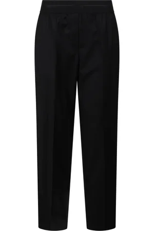 Helmut Lang Broeken, Dames, Zwart, M, Wol, Taps Toelopende Wollen Broek met Persplooi