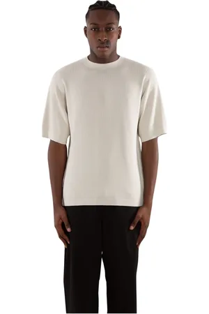TRANSIT Tops, Heren, Wit, M, Katoen, Geribbeld Katoenen T-shirt