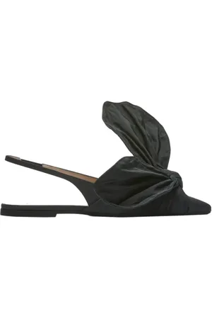 Nº21 Schoenen, Dames, Zwart, 37 EU, Elegante Vilt Platte Schoenen met Strik