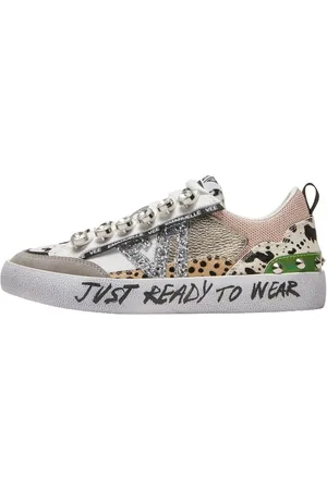 Emanuélle vee Schoenen, Dames, Wit, 38 EU, Leer, Glitterende witte leren sneakers Soledad
