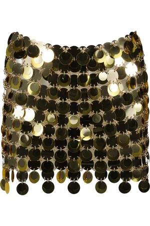 Paco rabanne Rokken, Dames, Geel, S, Pailletten, Paillettenrok Lente-Zomer Collectie 2025