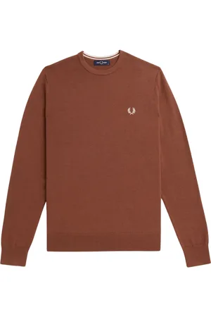 Fred Perry Truien, Heren, Bruin, XL, Katoen, Klassieke Crew Neck Sweater