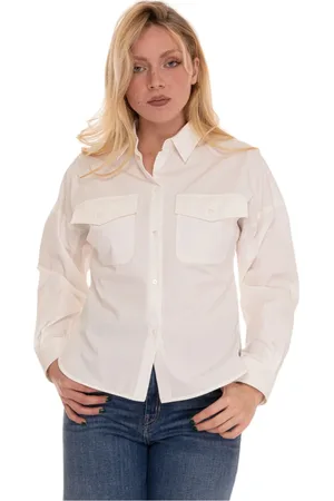 Max Mara Blouses & Shirts, Dames, Wit, XS, Katoen, Katoenen blouse met zakken en splitten