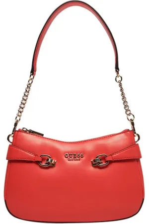 Guess Tassen, Dames, Rood, ONE Size, Leer, Rode Kunstleren Handtas met Gouden Details
