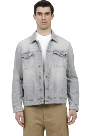 Dondup Jassen, Heren, Grijs, L, Denim, Denim jas met zakken