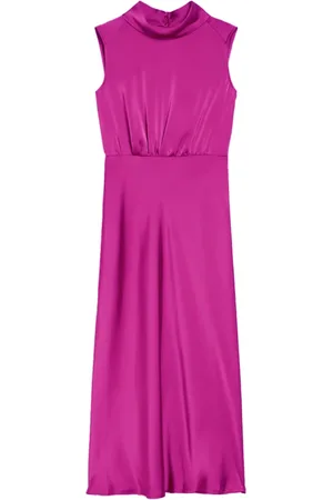 pennyblack Kleedjes, Dames, Roze, M, Satijn, Elegante Midi Jurk Alarico in Vloeiend Satijn
