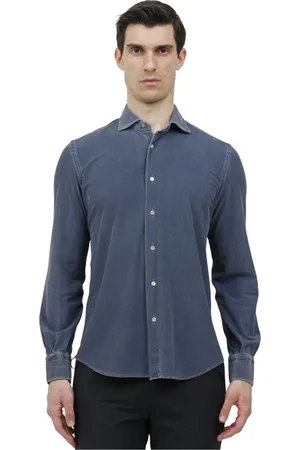MAZZARELLI Overhemden, Heren, Blauw, 5Xl, Casual Stoffen Overhemd