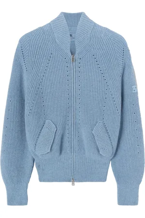 ERMANNO SCERVINO Truien, Dames, Blauw, M, Kasjmier, Blauwe Kasjmier Handgemaakte Bomberjas