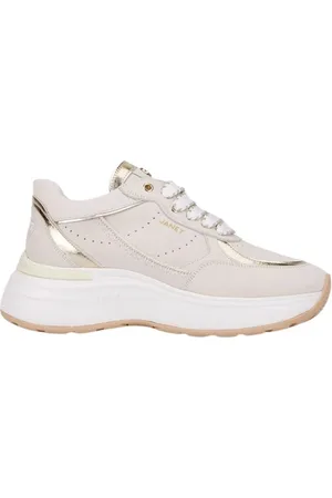 Janet&Janet Schoenen, Dames, , 36 EU, /Goud Leren Sneakers Luxe Stijl
