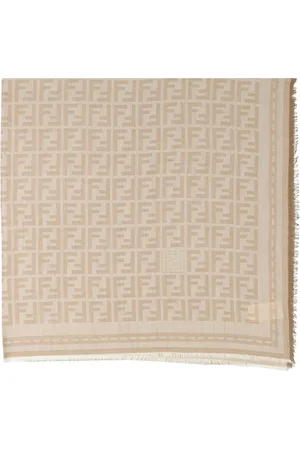 Fendi Accessoires, Dames, , ONE Size, Wol, FF Sjaal met franje randen