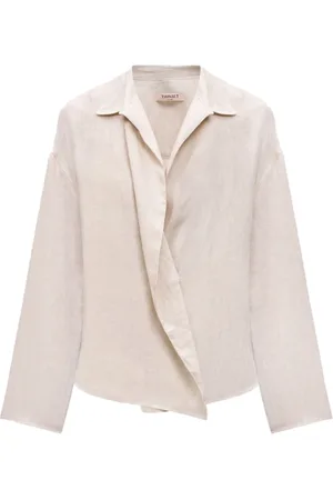 Twin-Set Blouses & Shirts, Dames, Geel, S, Linnen, Linnen Shirt Verhoog Stijl Ademend Veelzijdig