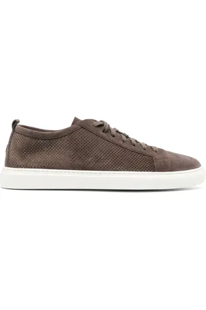 HENDERSON BARACCO Schoenen, Heren, Bruin, 43 EU, Suède, Geperforeerde Suède Sneakers
