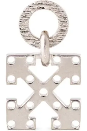 OFF-WHITE Accessoires, Heren, Grijs, ONE Size, Pijl Tekst Logo Enkele Oorbel