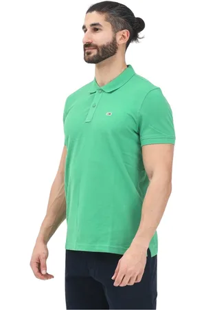 Tommy Hilfiger Tops, Heren, Groen, M, Katoen, Groene Polo Shirt Klassiek Logo