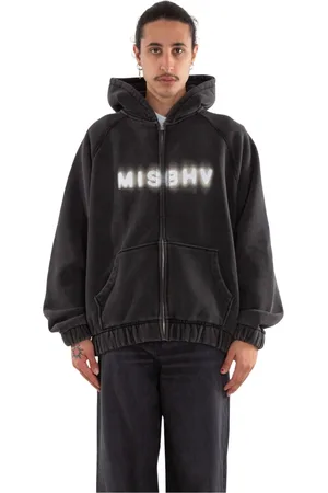 MISBHV Sweatshirts & Hoodies, Heren, Zwart, S, Katoen, Oversize Zip Hoodie in Gewassen Zwart