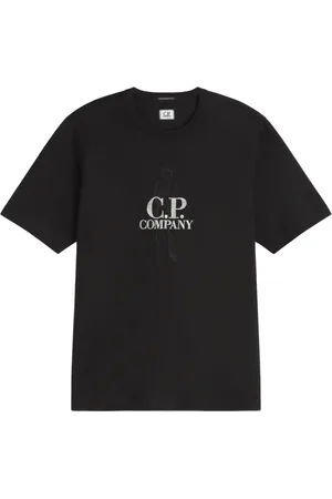 C.P. Company Tops, Heren, Zwart, XL, Katoen, Korte mouw T-shirt - Eigentijdse sportieve stijl