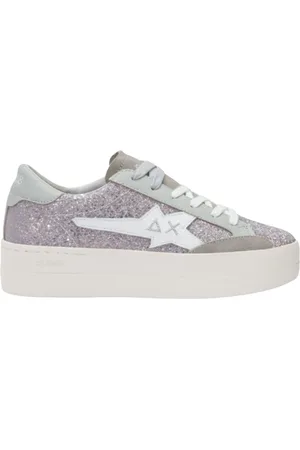 sun68 Schoenen, Dames, Grijs, 39 EU, Leer, Glitter Katy Sneakers Zilver Leer