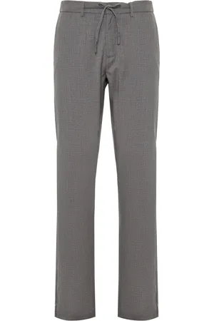 CANALI Broeken, Heren, Grijs, 2Xl, Wol, Wollen Trekkoordbroek met Zakken