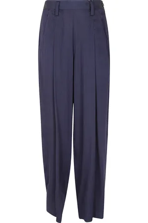 YOHJI YAMAMOTO Broeken, Dames, Blauw, M, Indigo Twill Broek met Rits Sluiting