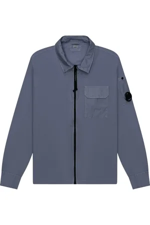 C.P. Company Jassen, Heren, Paars, L, Katoen, Paarse Biologische Gabardine Overshirt Volledige Rits