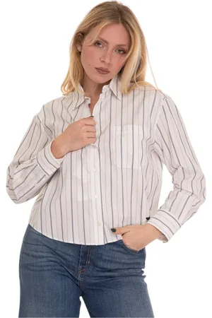 Max Mara Blouses & Shirts, Dames, Wit, S, Katoen, Gestreepte Katoenen Blouse