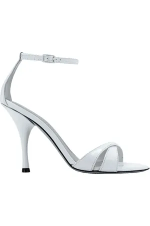 ROBERTO FESTA Schoenen, Dames, Grijs, 38 EU, Leer, Witte leren sandalen met 100mm hak