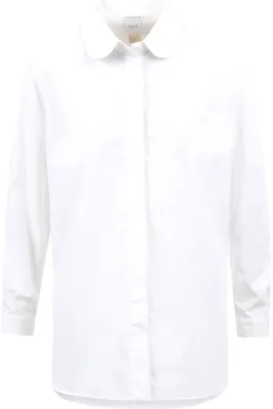 Patou Blouses & Shirts, Dames, Wit, M, Katoen, Op maat gemaakt katoenen popeline overhemd