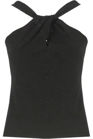 D.EXTERIOR Tops, Dames, Zwart, M, Zwarte Lurex Top met Schouderbandjes