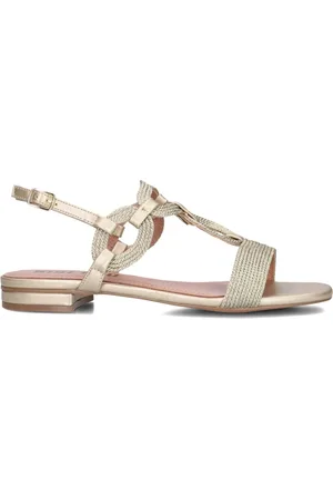 Bibi Lou Schoenen, Dames, , 40 EU, Leer, Gouden platte sandalen met moderne twist