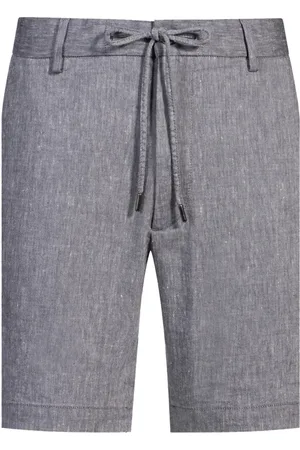 HUGO BOSS Korte broeken, Heren, Blauw, S, Linnen, Blauwe Linnen Trekkoord Bermuda Shorts